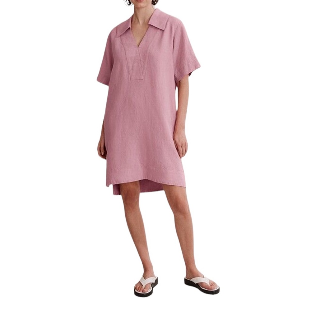 Country Road Linen Popover Dress in Blush Pink - Organic Linen - Size 6
